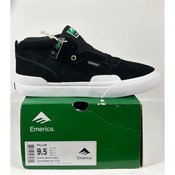 Emerica Pillar Skate Shoes Men’s 9.5 Black / White / Gold (New w/ Box) - Picture 10 of 10